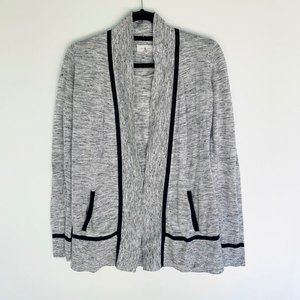 Lou & Grey Open Front Cardigan Gray Black Stripe